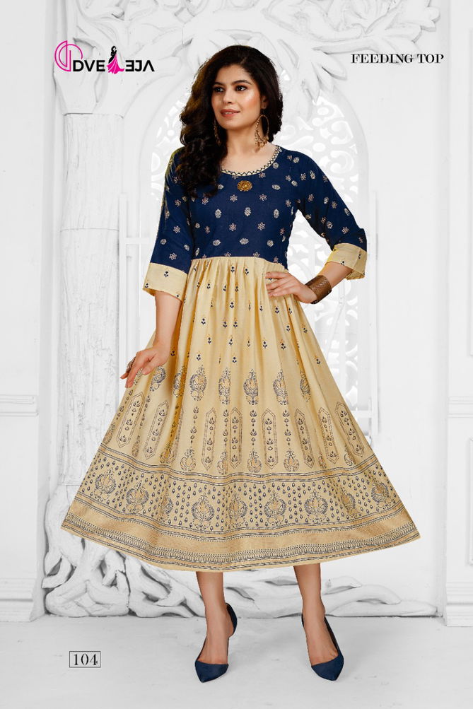 Dveeja Hazel Ethnic Wear Heavy Rayon Designer Anarkali Kurti Collection